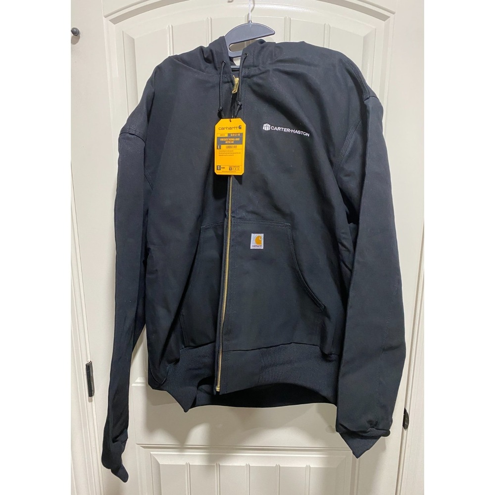 NWT Carhartt Duck Coat Loose Fit Thermal Active Men's 2XL Black Hooded 0J0131-M